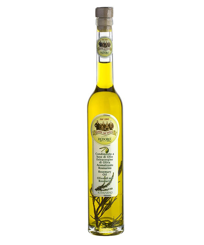 bottiglia da 100ml di olio extra vergine aromatizzato al rosmarino