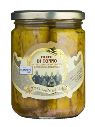 vaso di tonno cinquecento grammi in olio extra vergine di oliva Redoro