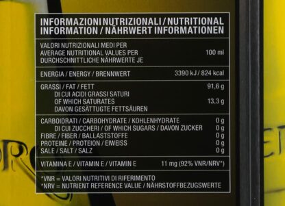 Etichetta Valori Energetici olio Extravergine Integrale Redoro Frantoi Veneti