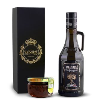 Confezione Regalo con Olio extravergine italiano e paté di olive nere