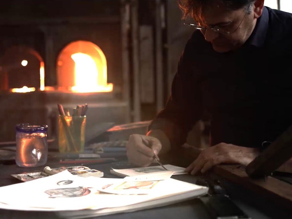 Gioiello Redoro - Carlo Favaro durante lo studio della bottiglia