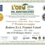 6 Bt Olio Extra Vergine Italiano Biologico 1Lt 6 Primo Premio ex equo Oro del Mediterraneo